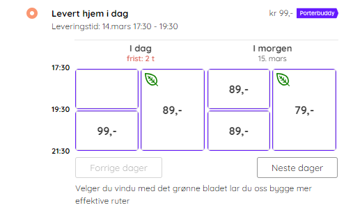 Porterbuddy fraktvalg i en Digitroll nettbutikk