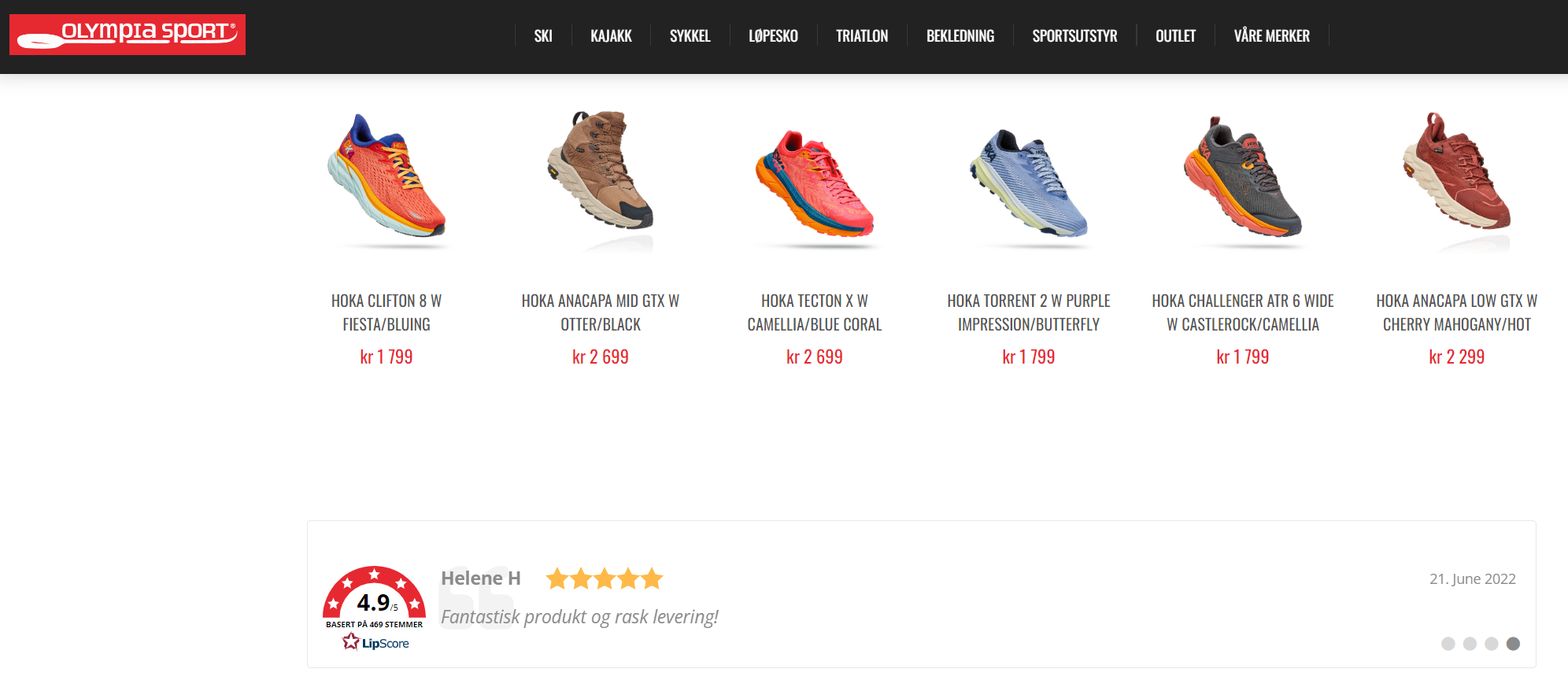 Produkt med verifiserte kundeanmeldelser via Lipscore (stjerner og tekst)