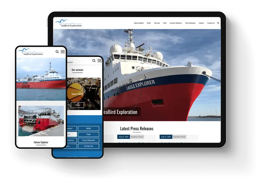 Offshore fartøy til SeaBird Exploration – referanseprosjekt for maritime nettsider fra Digitroll